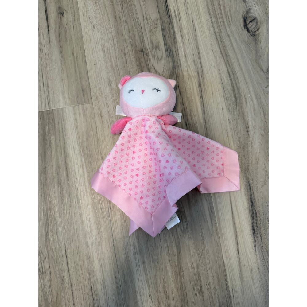 Carters Child Of Mine Owl Security Blanket Pink Heart Rattle Lovey Plush